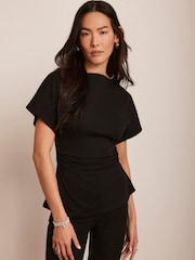 Mint Velvet Black Batwing 100% Cotton T-Shirt - Image 1 of 8