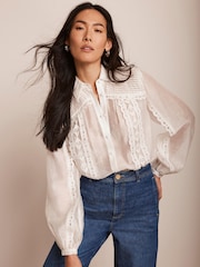 Mint Velvet White Trim Detail Shirt - Image 1 of 8