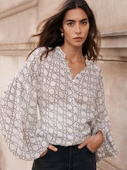 Mint Velvet Cream Geometric Print Blouse - Image 1 of 8