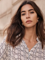 Mint Velvet Cream Geometric Print Blouse - Image 3 of 8
