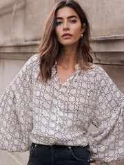 Mint Velvet Cream Geometric Print Blouse - Image 4 of 8