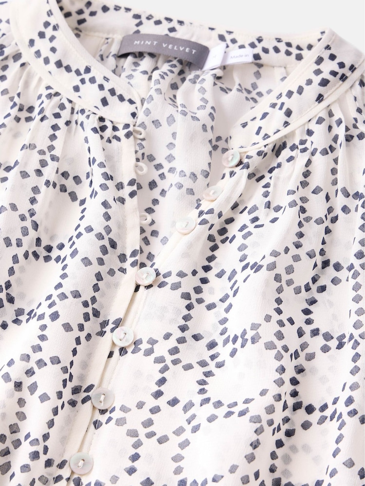 Mint Velvet Cream Geometric Print Blouse - Image 8 of 8