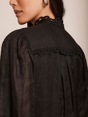 Mint Velvet Black Lace Detail Mini Dress - Image 6 of 8