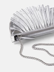 Mint Velvet Silver Leather Pleated Clutch Bag - Image 4 of 4
