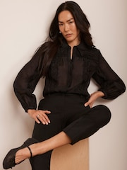 Mint Velvet Black Pintuck Shirt - Image 3 of 8