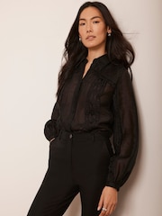 Mint Velvet Black Pintuck Shirt - Image 5 of 8