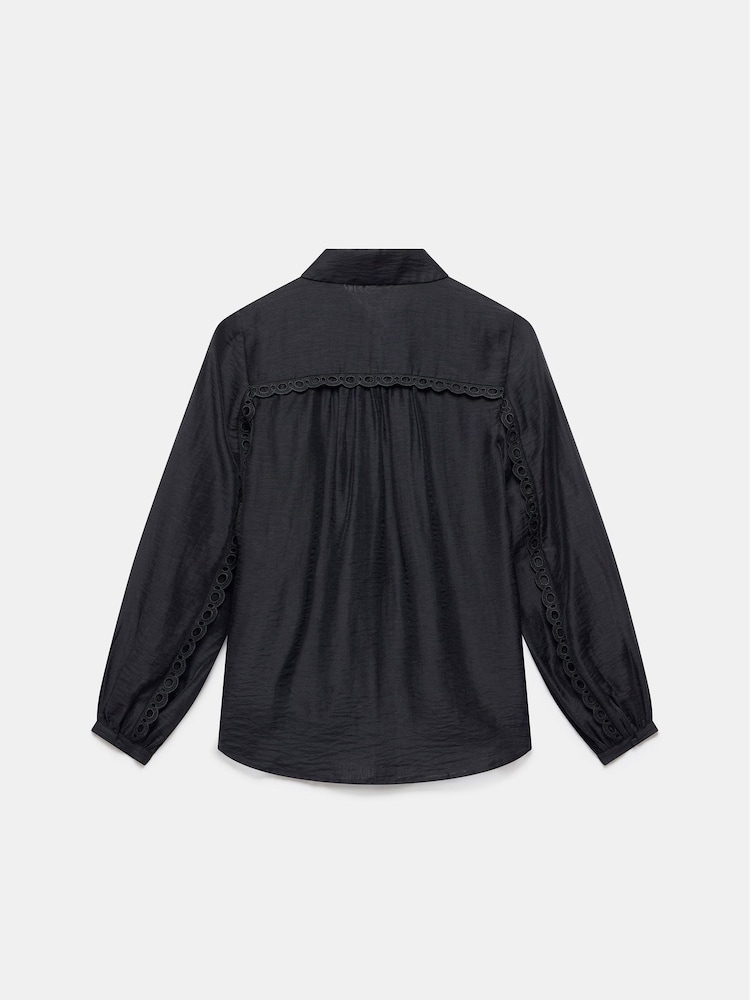 Mint Velvet Black Pintuck Shirt - Image 8 of 8