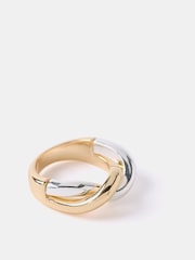 Mint Velvet Gold Tone Mixed Metal Twisted Ring - Image 1 of 3