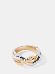 Mint Velvet Gold Tone Mixed Metal Twisted Ring - Image 2 of 3