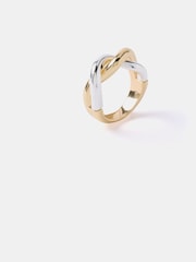 Mint Velvet Gold Tone Mixed Metal Twisted Ring - Image 3 of 3