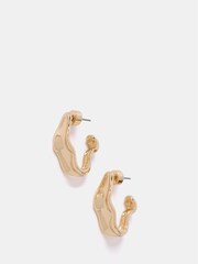 Mint Velvet Gold Tone Textured Earrings - Image 2 of 3