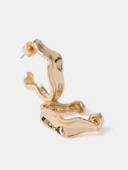 Mint Velvet Gold Tone Textured Earrings - Image 3 of 3