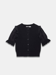 Mint Velvet Black Ribbed Short Sleeve Cardigan - Image 7 of 9