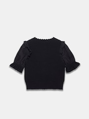 Mint Velvet Black Ribbed Short Sleeve Cardigan - Image 8 of 9