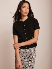 Mint Velvet Black Cotton Blend Cardigan - Image 2 of 8