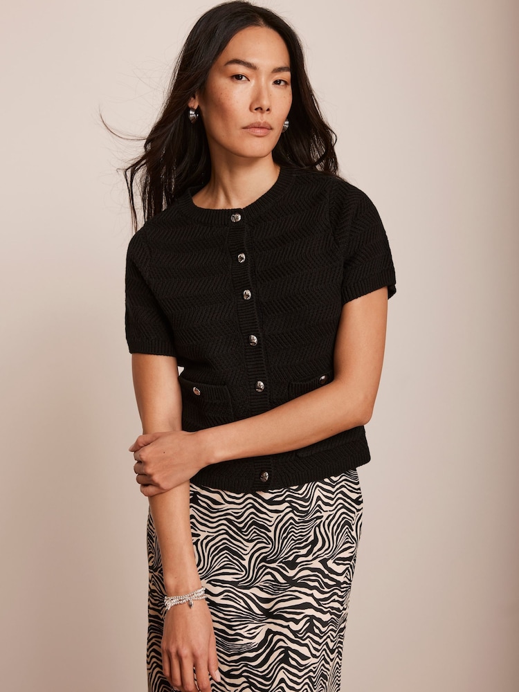 Mint Velvet Black Cotton Blend Cardigan - Image 2 of 8