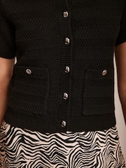 Mint Velvet Black Cotton Blend Cardigan - Image 4 of 8