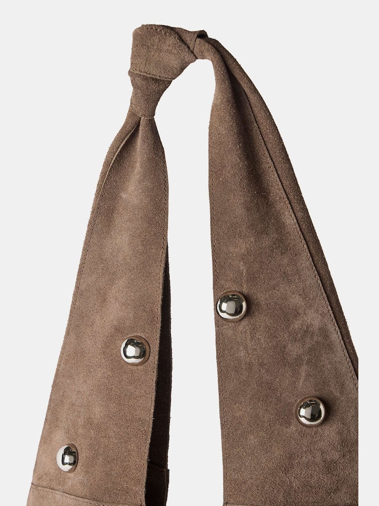 Mint Velvet Brown Studded Suede Shoulder Bag - Image 4 of 4