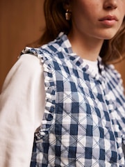 Mint Velvet White Gingham Quilted Gilet - Image 6 of 9