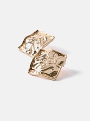 Mint Velvet Gold Tone Textured Square Earrings - Image 3 of 3