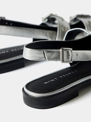 Mint Velvet Silver Leather Buckled Flat Shoes - Image 3 of 4