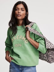 Mint Velvet Green Cotton Blend Palermo Sweatshirt - Image 1 of 8