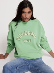 Mint Velvet Green Cotton Blend Palermo Sweatshirt - Image 3 of 8