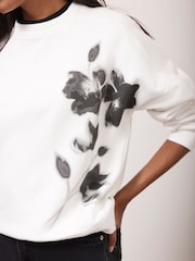 Mint Velvet White Flower Print Sweatshirt - Image 5 of 6