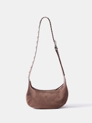 Mint Velvet Brown Suede Studded Shoulder Bag - Image 1 of 4
