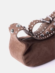 Mint Velvet Brown Suede Studded Shoulder Bag - Image 2 of 4