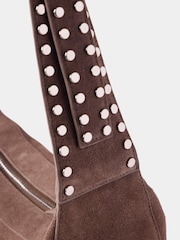 Mint Velvet Brown Suede Studded Shoulder Bag - Image 3 of 4
