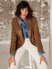 Mint Velvet Brown Suede Blazer - Image 4 of 8