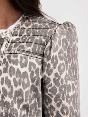 Mint Velvet Animal Leopard Print Denim Jacket - Image 3 of 7
