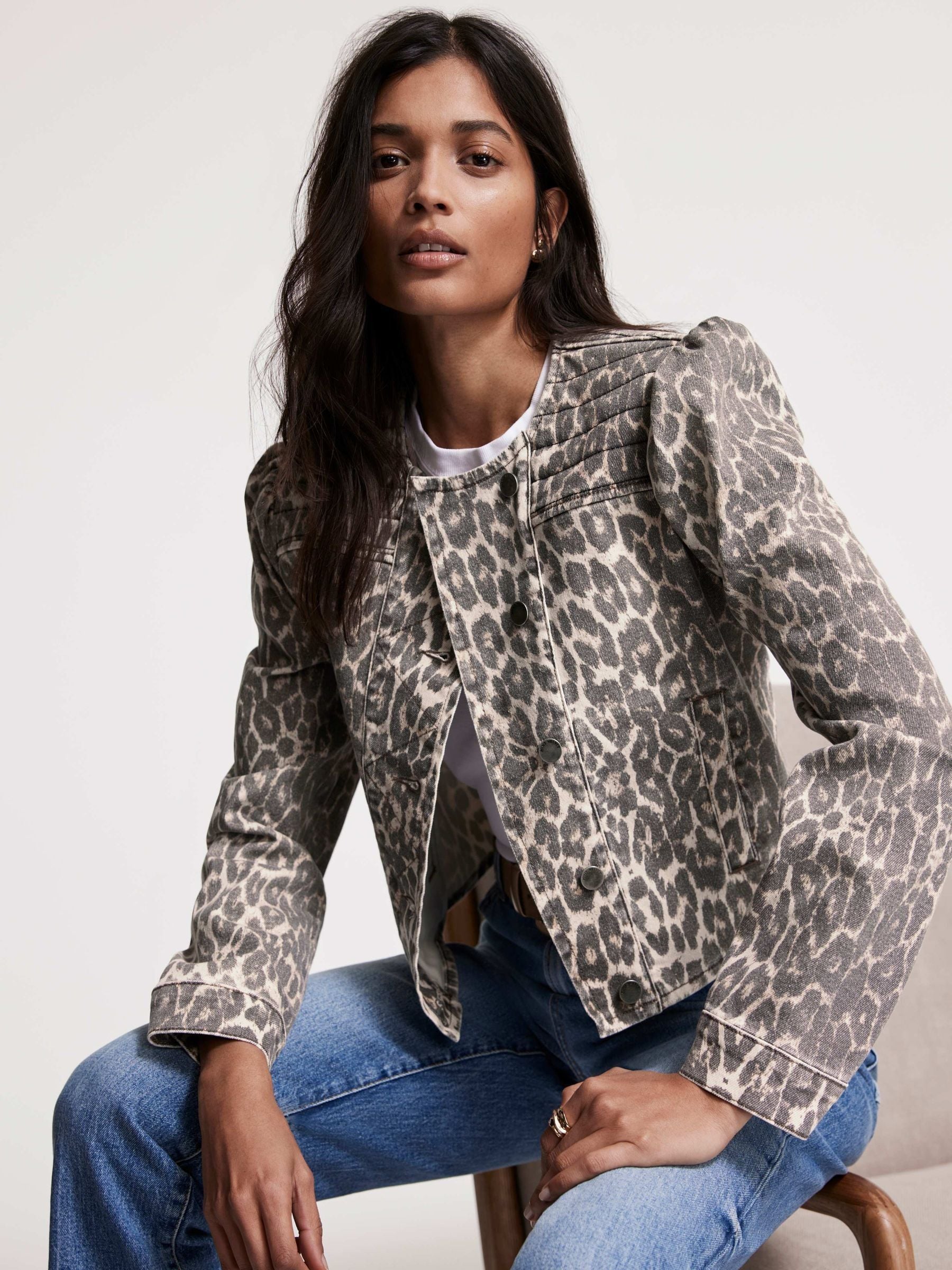 Buy Mint Velvet Animal Leopard Print Denim Jacket from Next USA