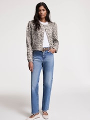 Mint Velvet Animal Leopard Print Denim Jacket - Image 5 of 7