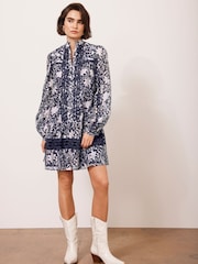 Mint Velvet Blue Floral Print Mini Dress - Image 2 of 7