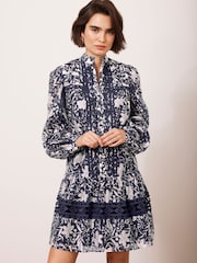 Mint Velvet Blue Floral Print Mini Dress - Image 3 of 7