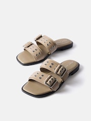 Mint Velvet Brown Buckle Flat Sandals - Image 2 of 4
