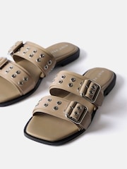 Mint Velvet Brown Buckle Flat Sandals - Image 3 of 4
