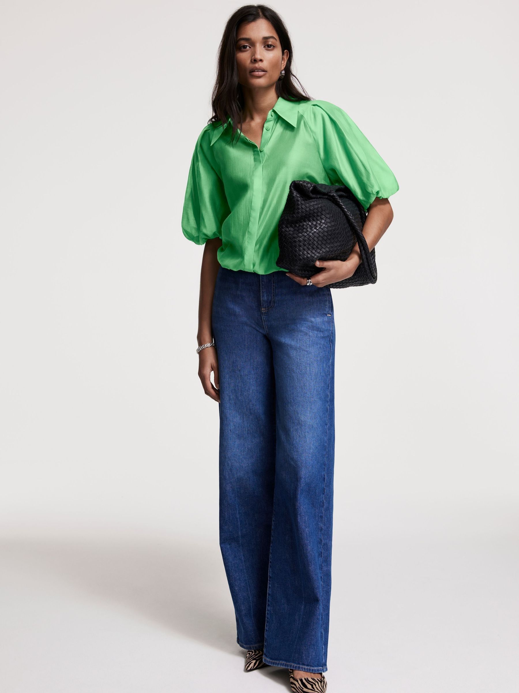 Buy Mint Velvet Green Sheer Puff Sleeve Shirt from Next Netherlands