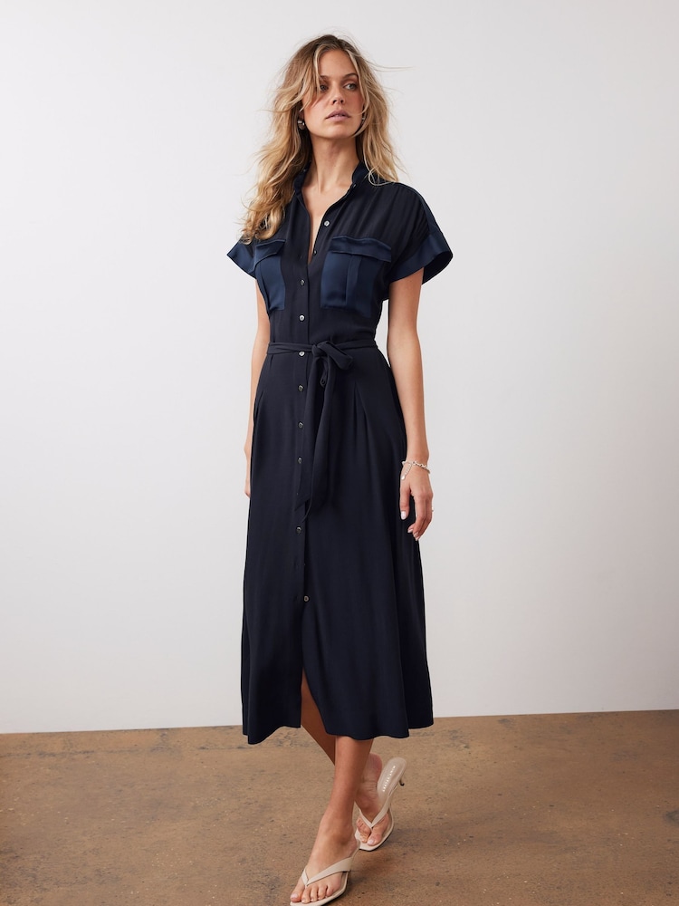 Mint Velvet Blue Utility Midi Dress - Image 1 of 6