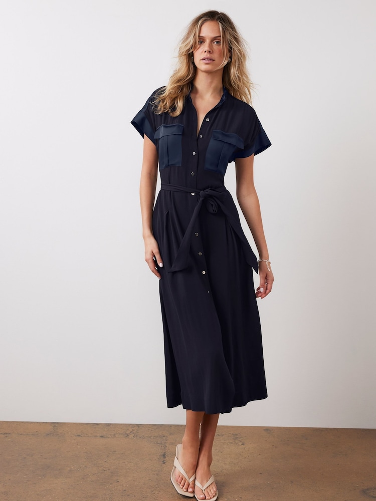 Mint Velvet Blue Utility Midi Dress - Image 3 of 6