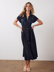 Mint Velvet Blue Utility Midi Dress - Image 4 of 6