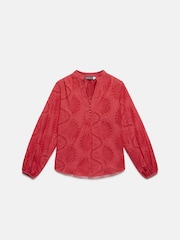 Mint Velvet Red Broderie Detail Blouse - Image 6 of 7