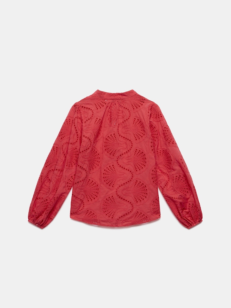 Mint Velvet Red Broderie Detail Blouse - Image 7 of 7