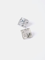 Mint Velvet Silver Tone Textured Square Earrings - Image 1 of 4