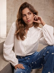 Mint Velvet White Blouson 100% Cotton Shirt - Image 2 of 9