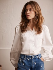 Mint Velvet White Blouson 100% Cotton Shirt - Image 3 of 9