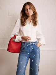 Mint Velvet White Blouson 100% Cotton Shirt - Image 4 of 9