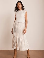 Mint Velvet White Knit Layered Dress - Image 1 of 8